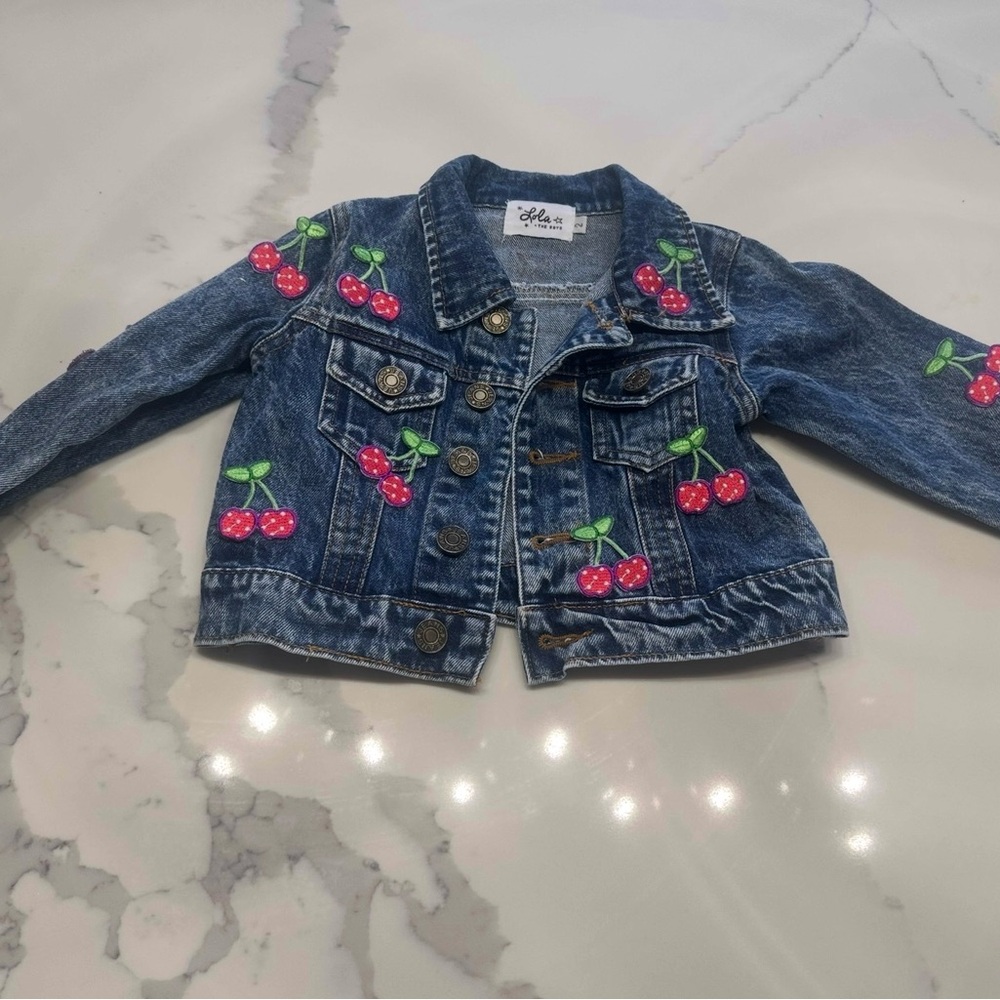 Lola + The Boys Cherry Jean Jacket NWOT
